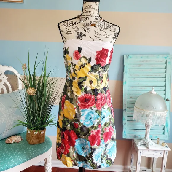 Ann Taylor LOFT Strapless Floral Sheath Dress - Picture 2 of 11